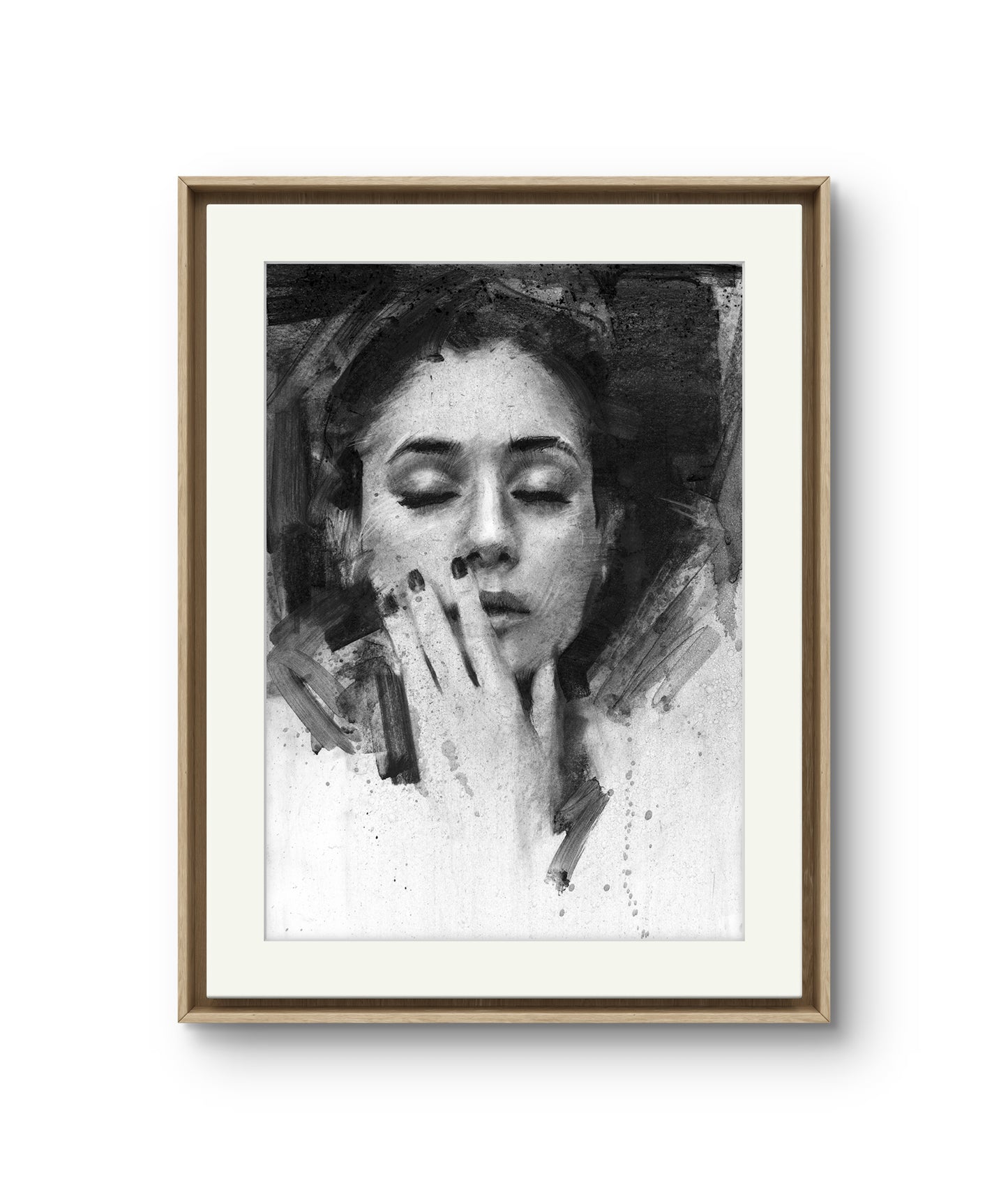 Fine Art Print Womans Face Close Up Black and White
